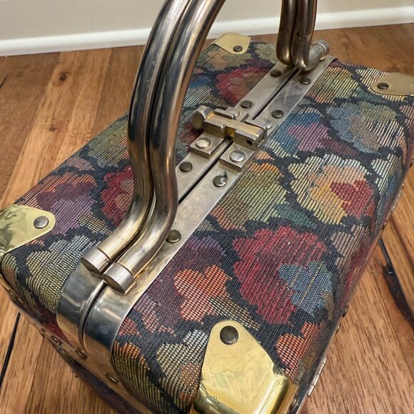 Vintage DELILL Mod Tapestry Train-Case/Box Purse Made in Italy, 1950s/1960s - Picture 6 of 10